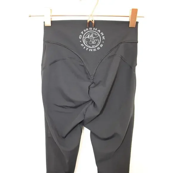 GYMSHARK Women’s Size XS Legacy Logo Leggings BLACK Body Fit B7A4E - Picture 4 of 9